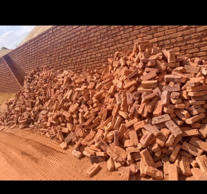 Stacks of red bricks ready for construction
